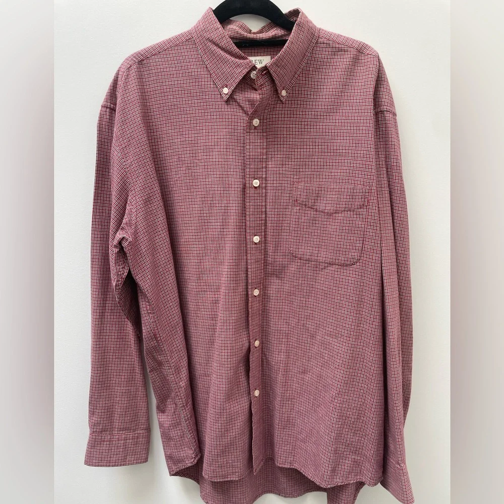 J. Crew 100% Cotton Red Microplaid Button Down Men’s Large